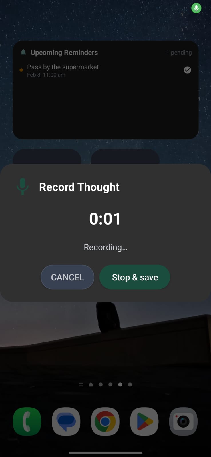 Or record a thought from your home screen